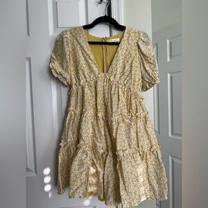 Yellow Floral Mini Dress